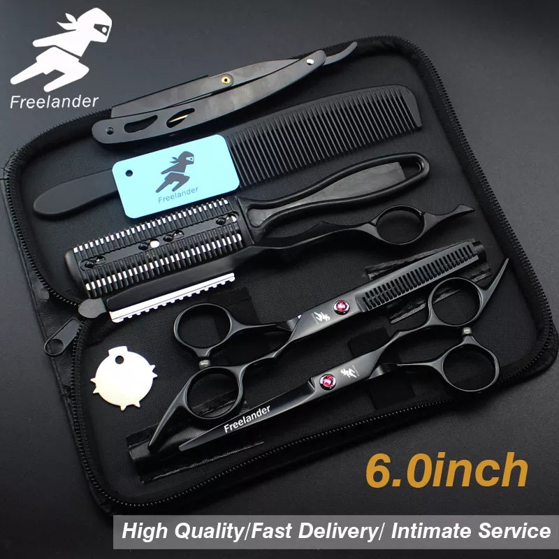 Set de peluqueria 6 piezas navajas y tijeras